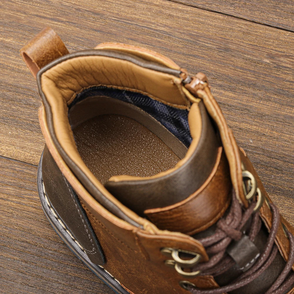 Size 8-13 Retro Men Boots 2025 Fashion Comfortable Spring Leather Boots