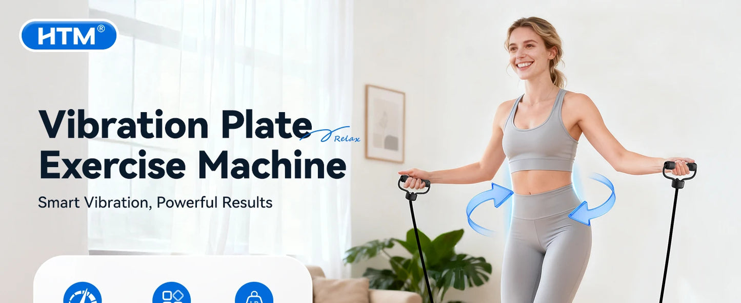 Magnetic Vibration Plate Exercise Machine. 120 Level Full Body Fitness Trainer with Resistance Bands