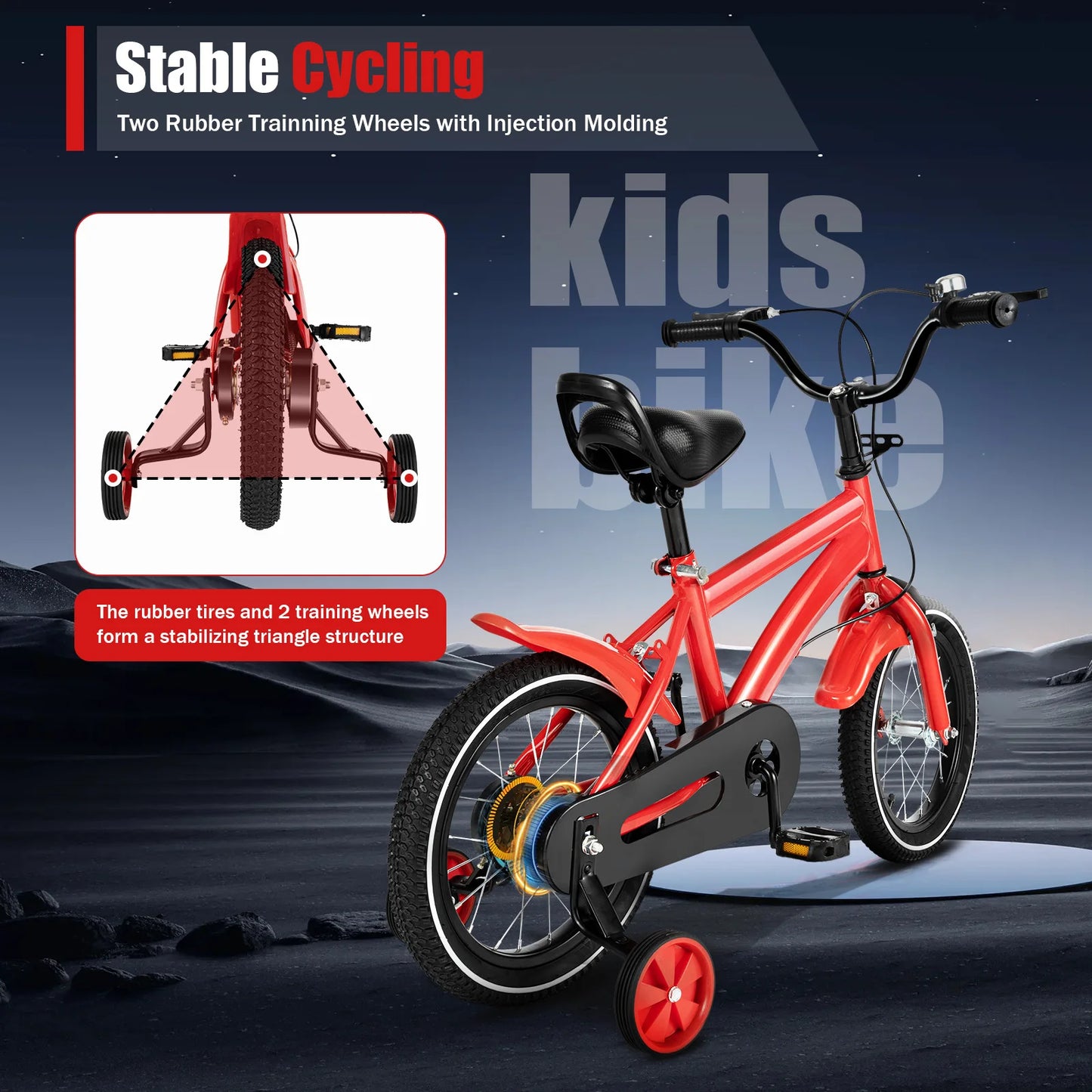 14 Inch Children’s Bicycle with Training Wheels .Kids Bike for Ages 2–5, Adjustable Seat & Handlebars, Boys & Girls