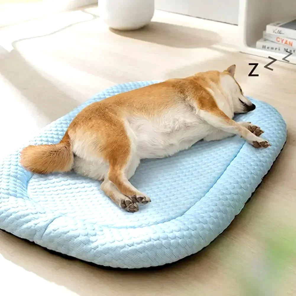 Ice Silk Cooling Dog Bed with Removable Cushion | Summer Pet Sleep Nest for Dogs & Cats