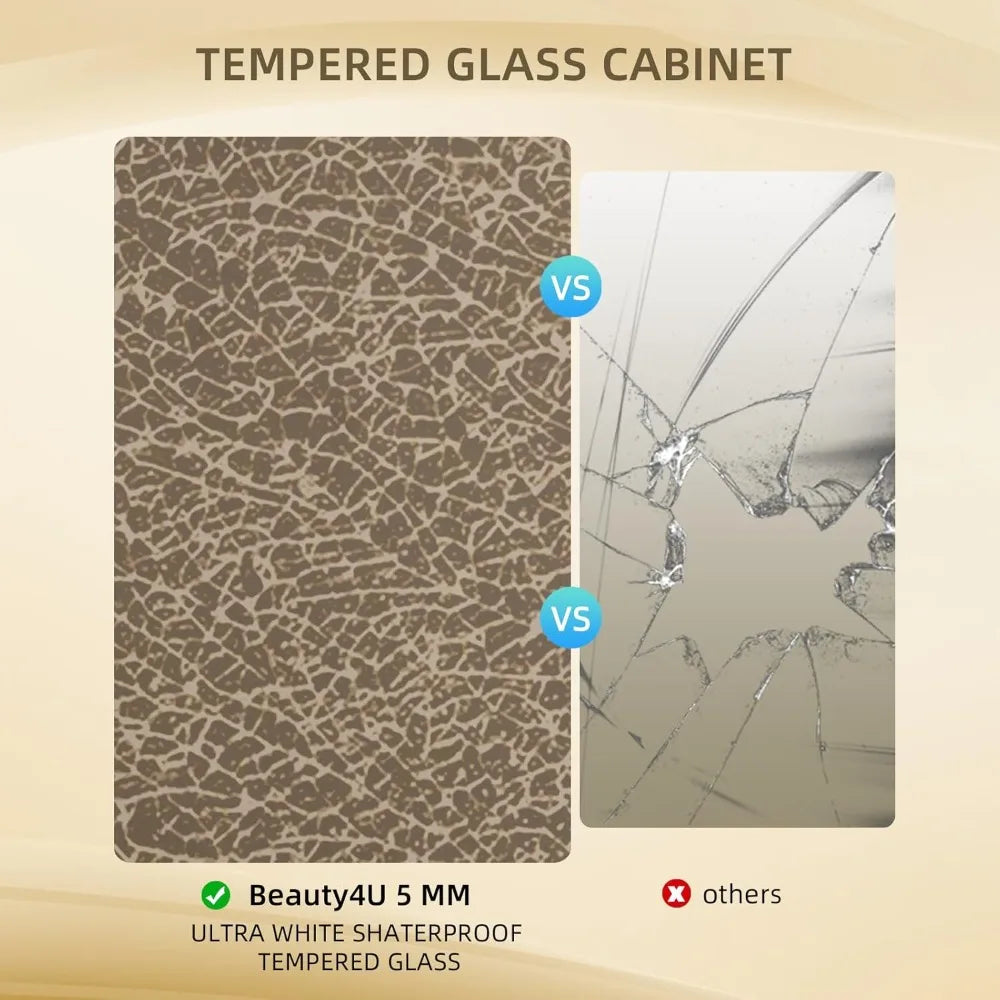 Glass Display Cabinet with 4 Shelves, 2 Doors Curio Cabinets for Living Room, Bedroom, Office, 5mm Brown Tempered Glass