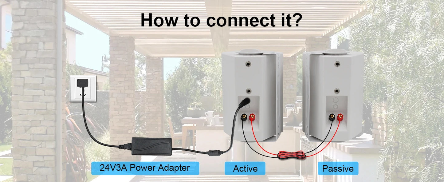 Herdio 6.5" 400W 2PCS Indoor Outdoor Bluetooth Speakers Wall Mount Speakers Waterproof Weather Resistant For Patio Garage Home