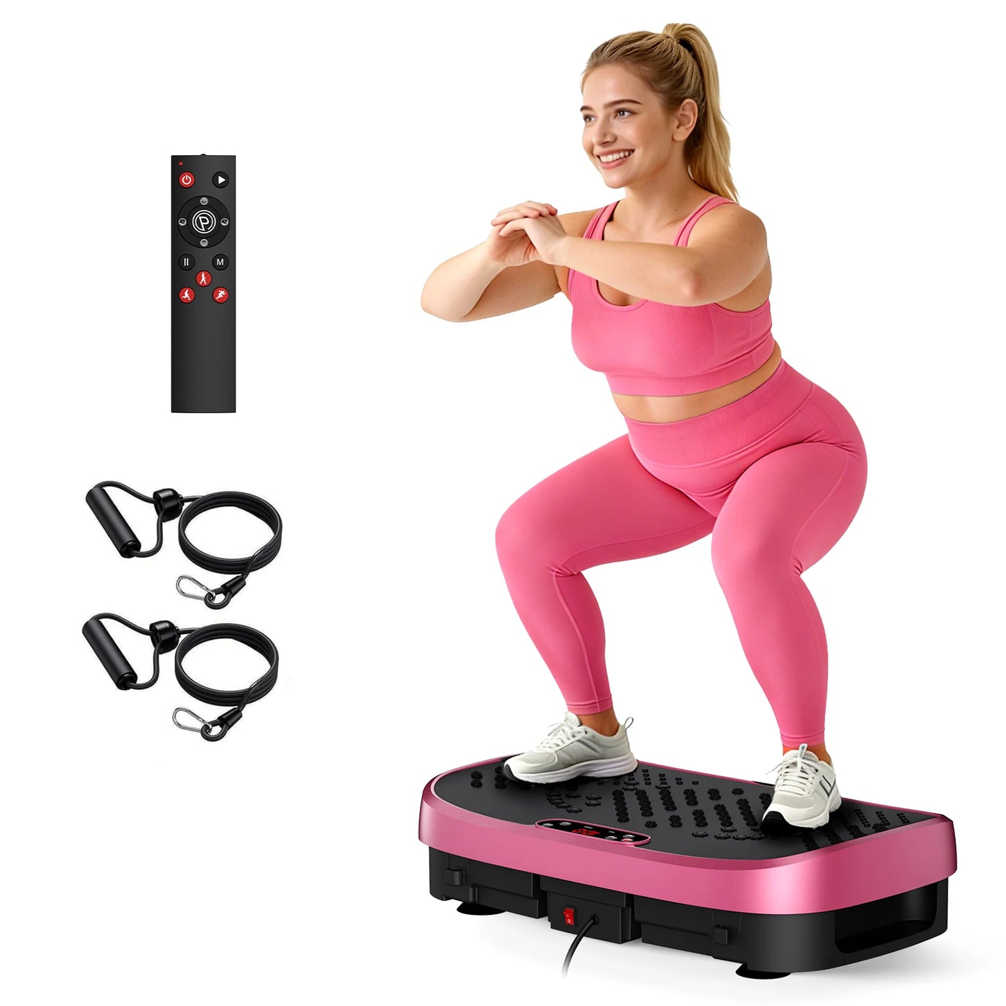 Magnetic Vibration Plate Exercise Machine. 120-Level Full Body Fitness Platform with Resistance Bands