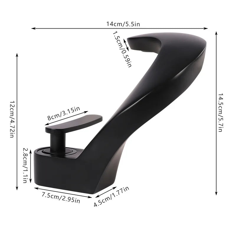 Modern Arc-Shaped Faucet Sink Faucet Bathroom Kitchen Faucet  Single Handle Black