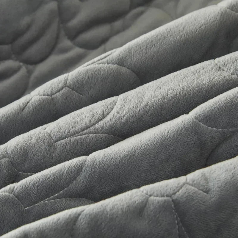 Luxury Velvet Ruffled Bedspread Set with Pillow Covers