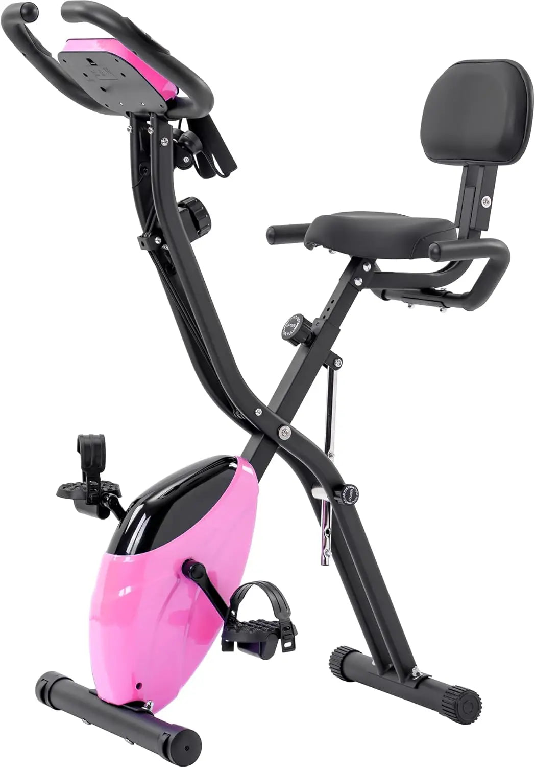 Exercise Bike Folding Exercise Bike Indoor Upright Recumbent Fitness Cycling Bike Magnetic X-Bike with 16-Level Adjustable Resis