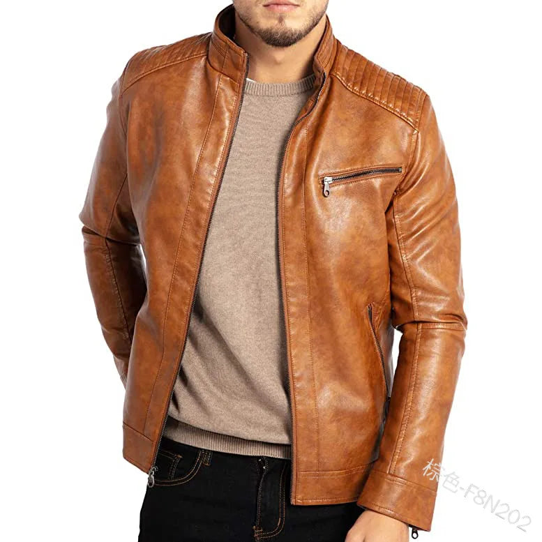 Men’s Classic Faux Leather Zip Jacket