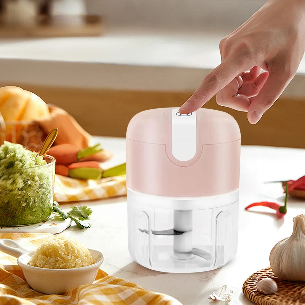 Portable Meat Grinder Mini Electric Garlic Chopper USB Rechargeable 250ML Mini Food Chopper Herb Veggie Cutter Blender Processor