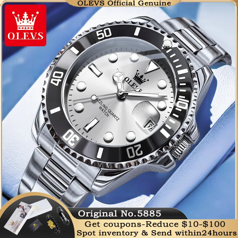 Men’s Luxury Quartz Sports Watch . Stainless Steel Diving-Style Design