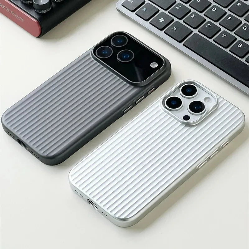 Luxury Stripes Metallic Paint Armor Phone Case for iPhone Samsung