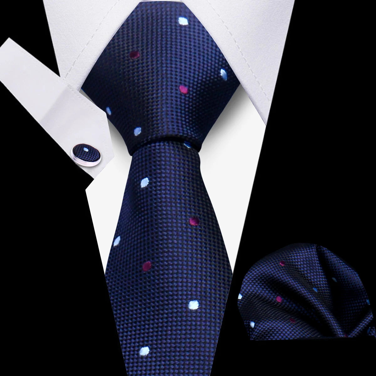 Tie Men Business Necktie Set Classic Plaid Cufflinks Handkerchief For Suit Wedding High Quality 3pcs Ties Sets Formal Gravata