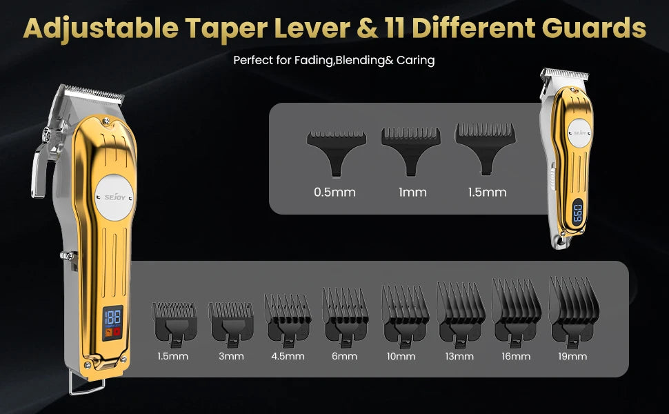 Professional Full Metal Combo Kit Barber Hair Clipper for Men Electric Beard Hair Trimmer Rechargeable Hair Cutting Machine