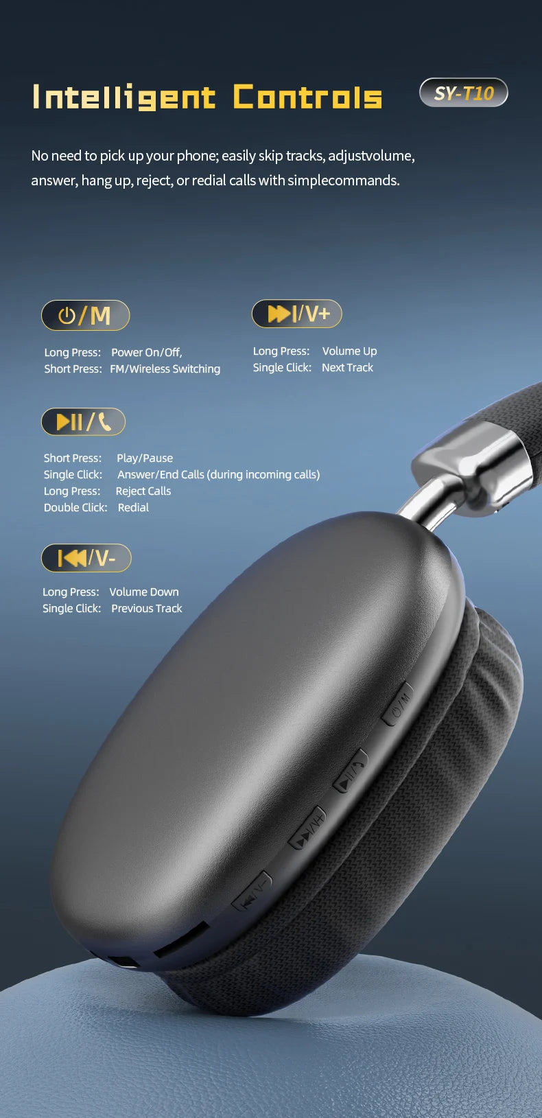 Wireless Over Ear Bluetooth Headphones with Microphone  HiFi Stereo Sound & All-Day Comfort