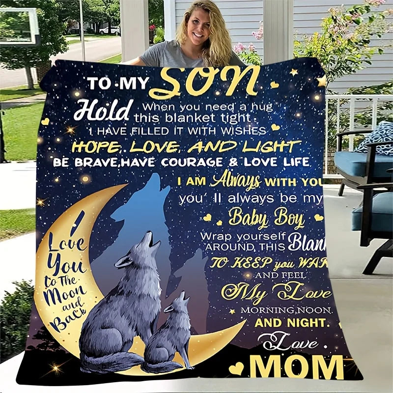 To My Son Inspirational Flannel Blanket. Soft Cozy Gift Blanket from Mom