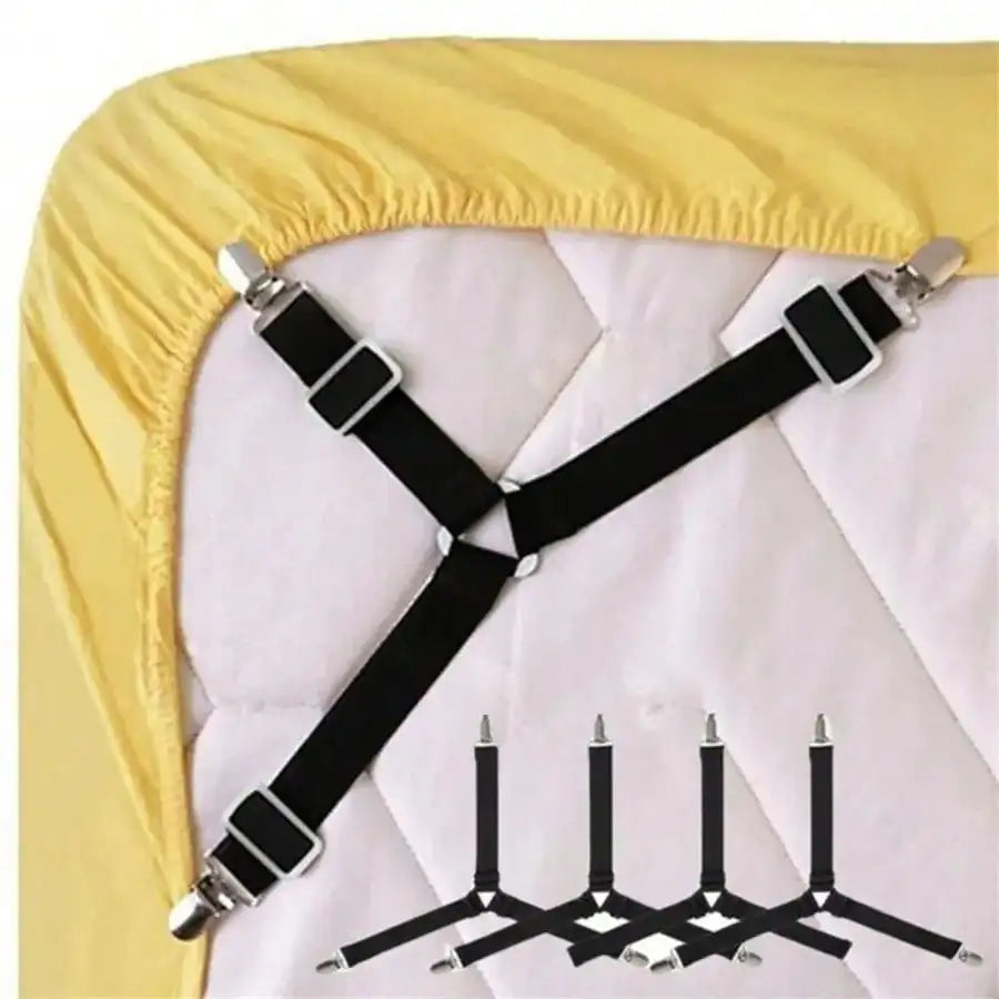 4-Piece Adjustable Bed Sheet Fastener Set .Triangle Mattress Sheet Clips