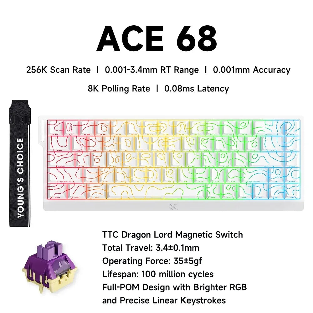 MCHOSE ACE 68 Magnetic Switch Gaming Keyboard . Hall Effect Rapid Trigger Mechanical Keyboard
