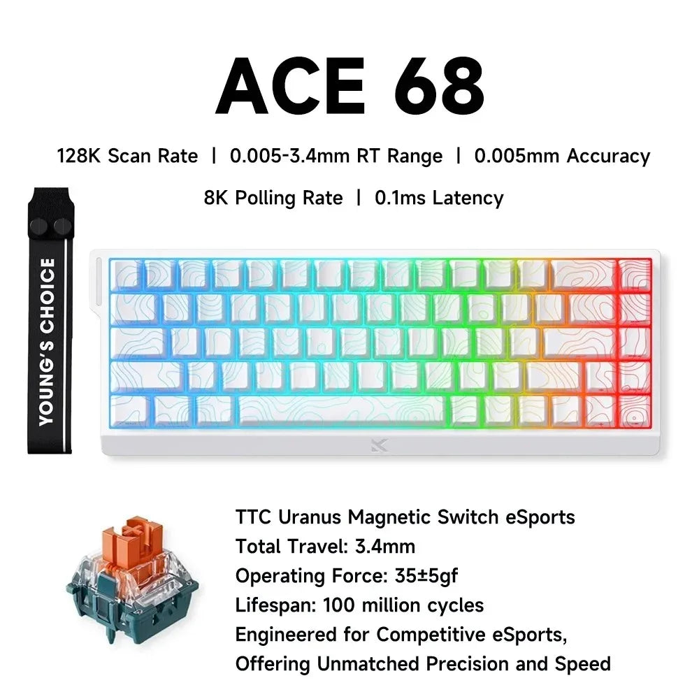 MCHOSE ACE 68 Magnetic Switch Gaming Keyboard . Hall Effect Rapid Trigger Mechanical Keyboard