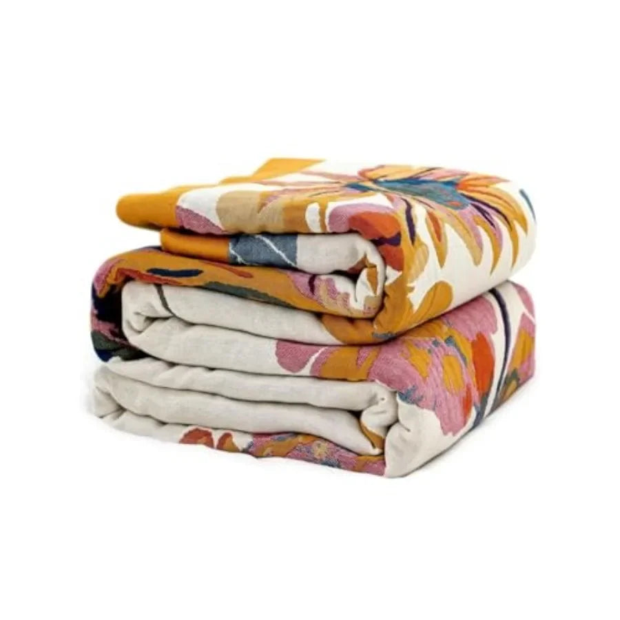 Boho Throw Blanket - 100% Cotton Soft Summer Throw Blanket for Bed, 50"x60" Reversible Breathable Lightweight Blankets, All Sea