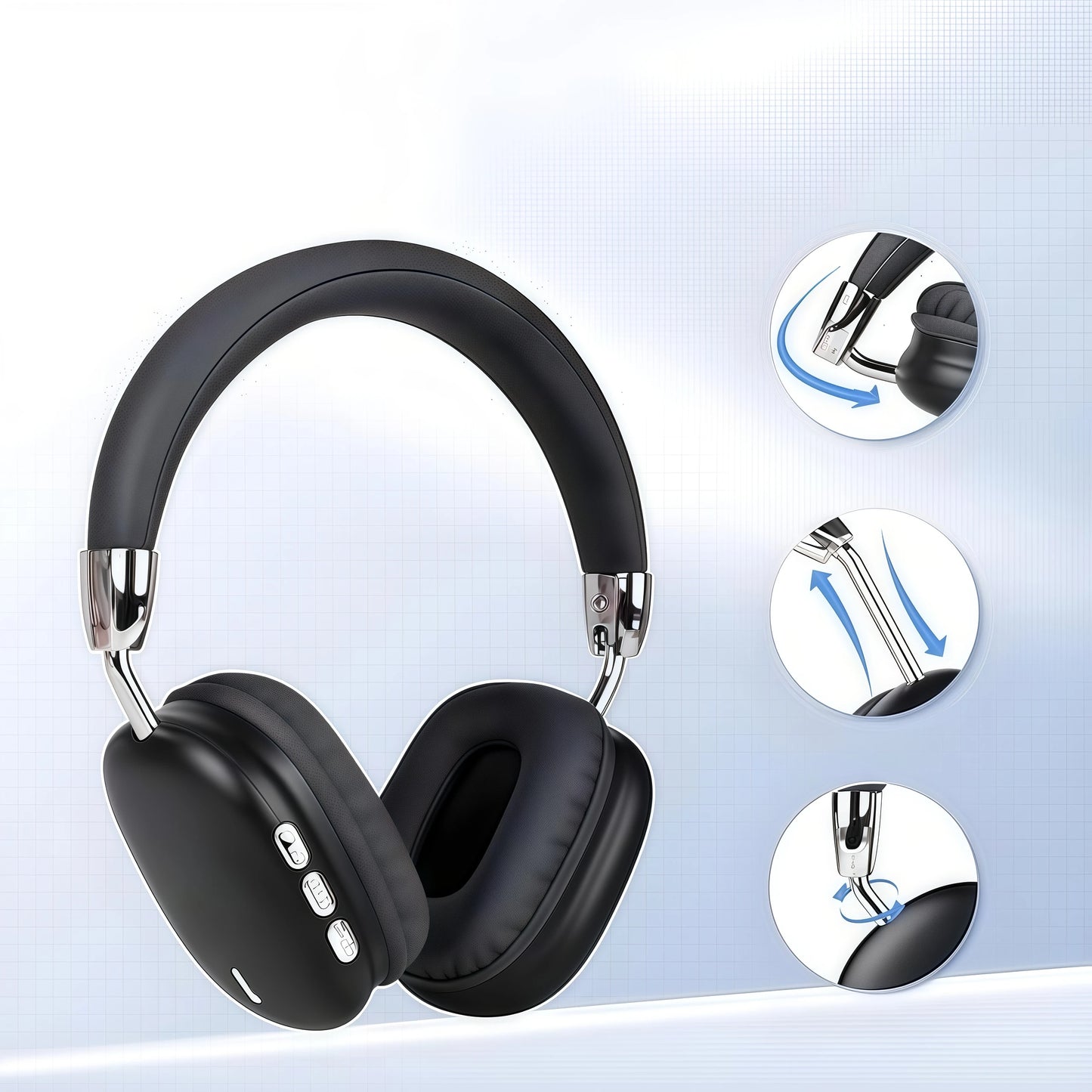 Wireless Bluetooth Over-Ear Headphones with Built-In Microphone