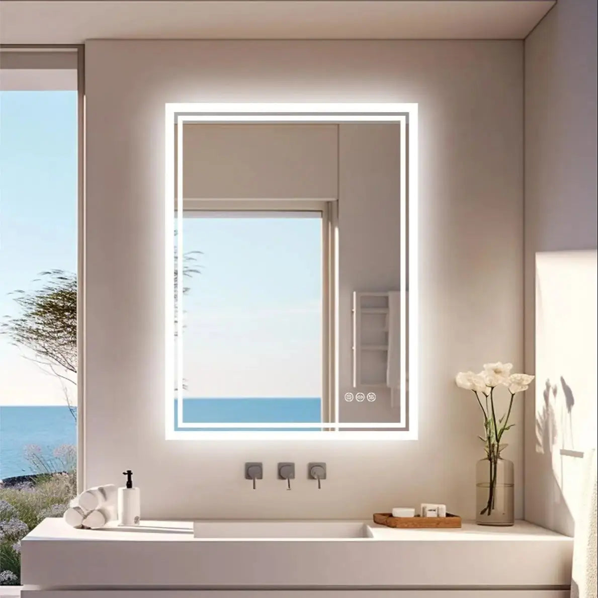 LED Bathroom Mirror Illuminated Wall Mounted Touch Light