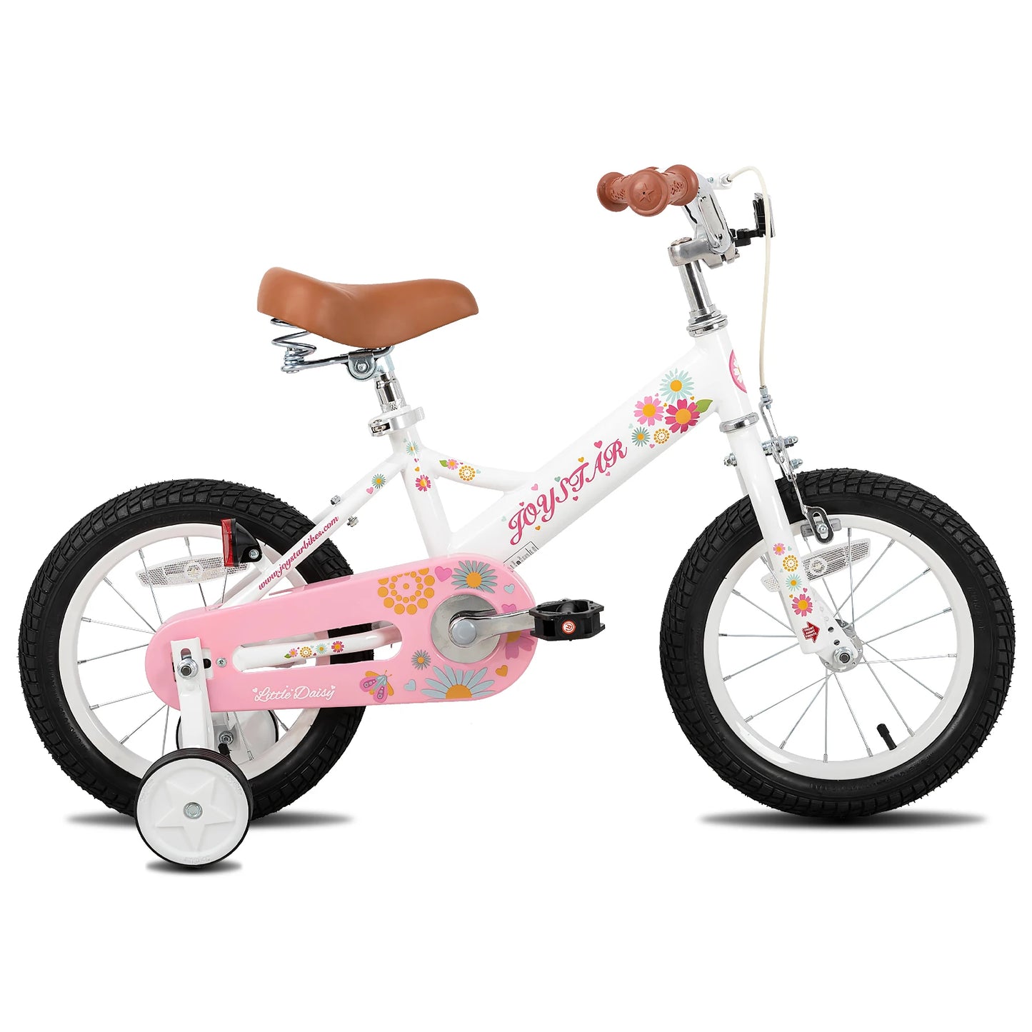 Girls Daisy Kids Bike with Training Wheels . Adjustable Bicycle for Ages 2–7