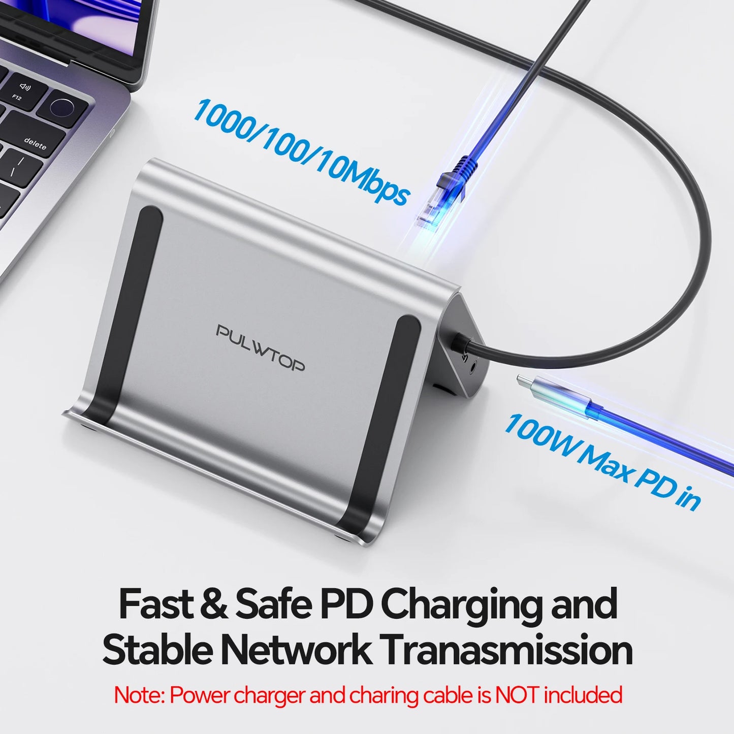 PULWTOP 11-in-1 USB-C Laptop Docking Station with Dual HDMI, Ethernet & Power Delivery