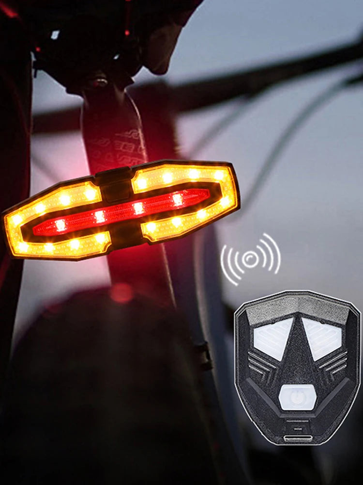 Rechargeable Bike Tail Light with Turn Signals Warning Bike Lights Wireless Remote Control Cycling Back Light for Night Riding