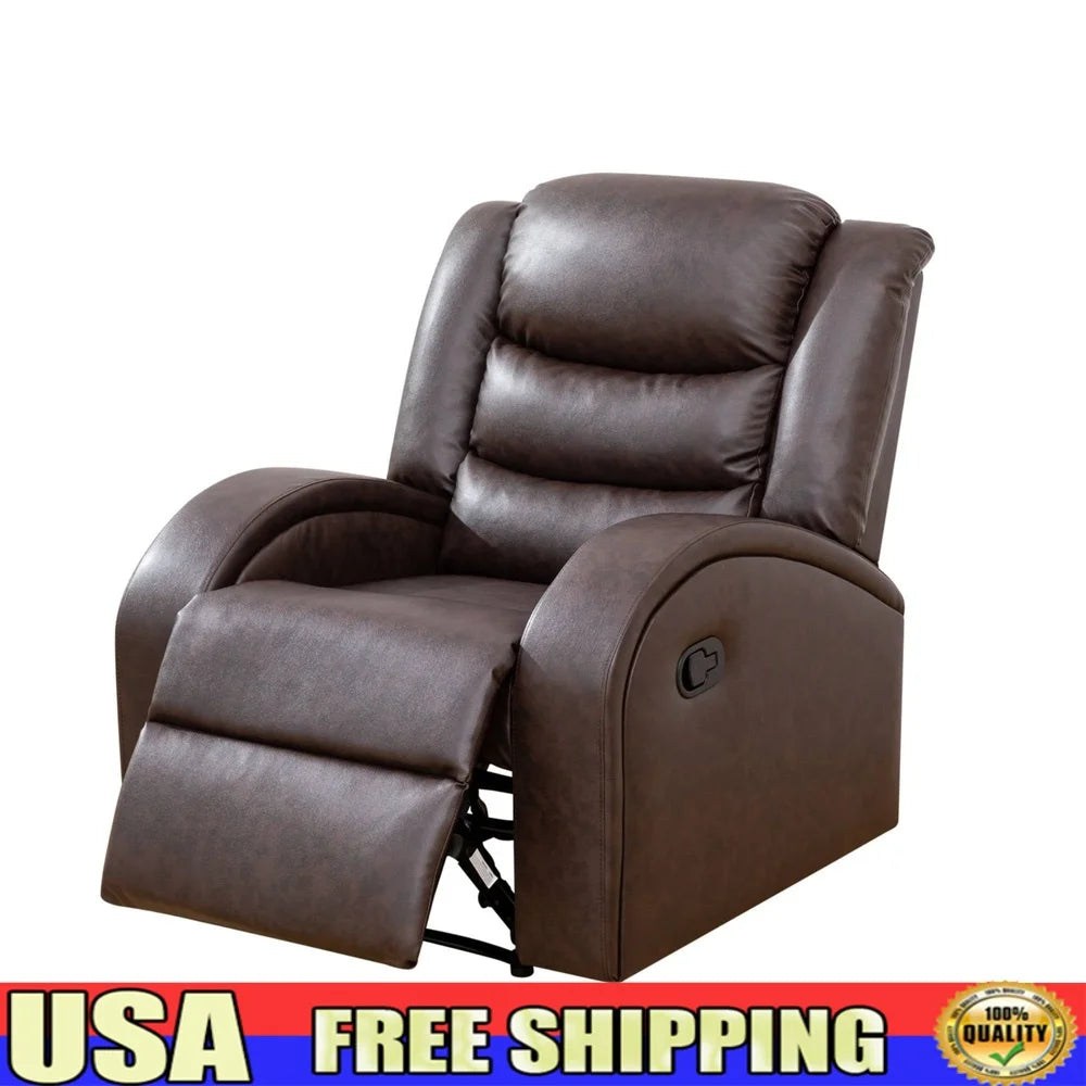 Manual Recliner Chair Faux Leather Sofa Couch Home Theater Seating Living Room Durable Comfortable Adjustable Modern Design