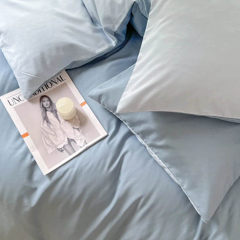 4-Piece Soft Brushed Duvet Cover Set . Solid Color Bedding