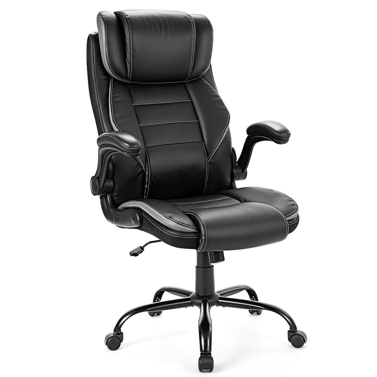 Ergonomic Executive Office Chair with Adjustable Headrest, Faux Leather High Back Desk Chair with Lumbar Support