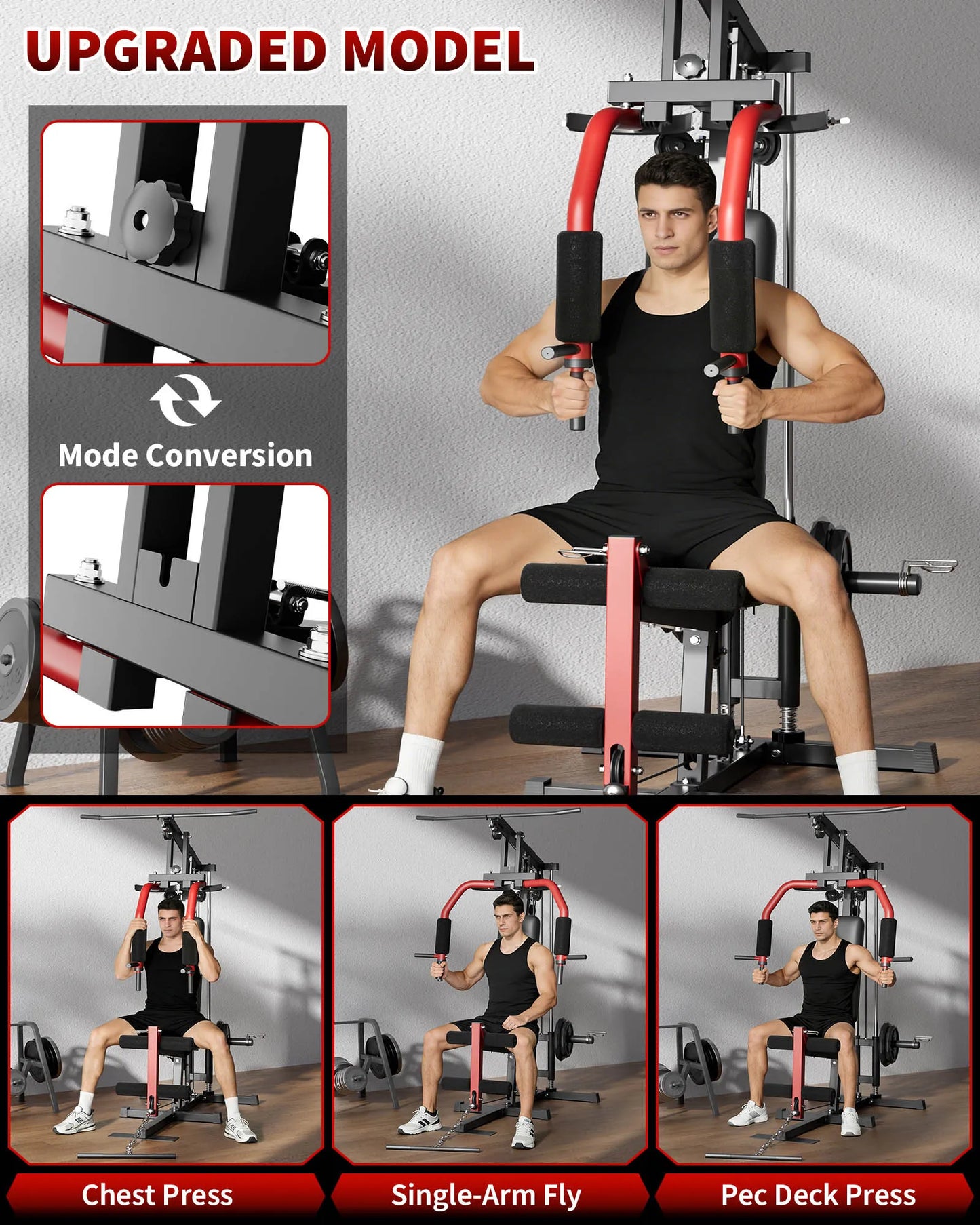 5-in-1 Multifunctional Home Gym Equipment Full Body Workout Machine with Lat Pulldown and Strength Training Station