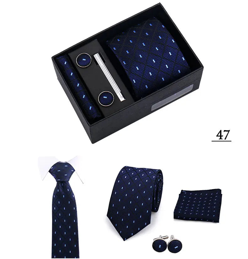 Tie Men With Box Top Quality Business Ties Hanky Cufflink Set Clips Green Necktie Corbatas For Men Wedding In Gift Box Gravatas