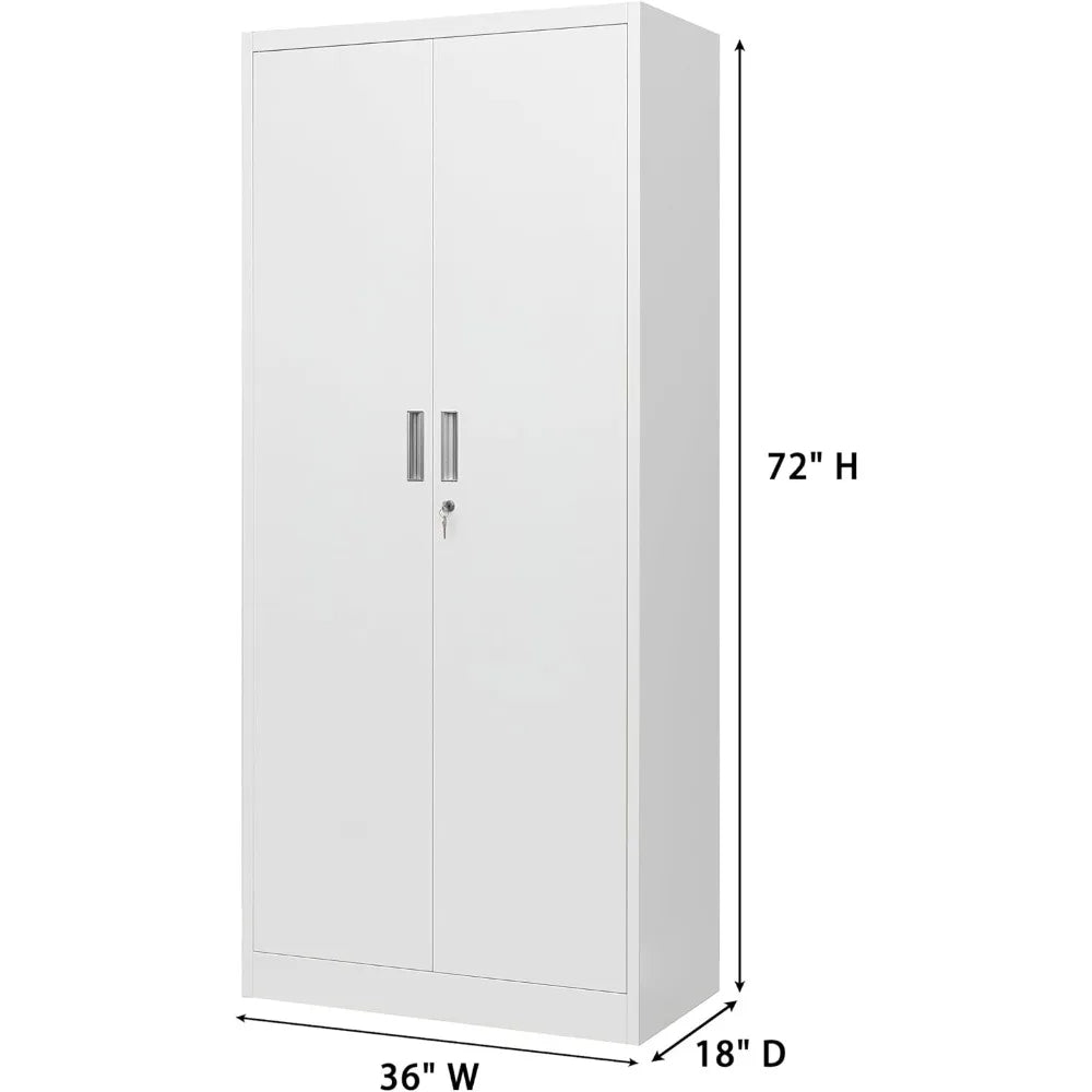 Metal Storage Cabinet, 72" H x 36" W x 18" D Locking Cabinet with Adjustable Shelves, Steel Storage Cabinets for Garage, Home, O