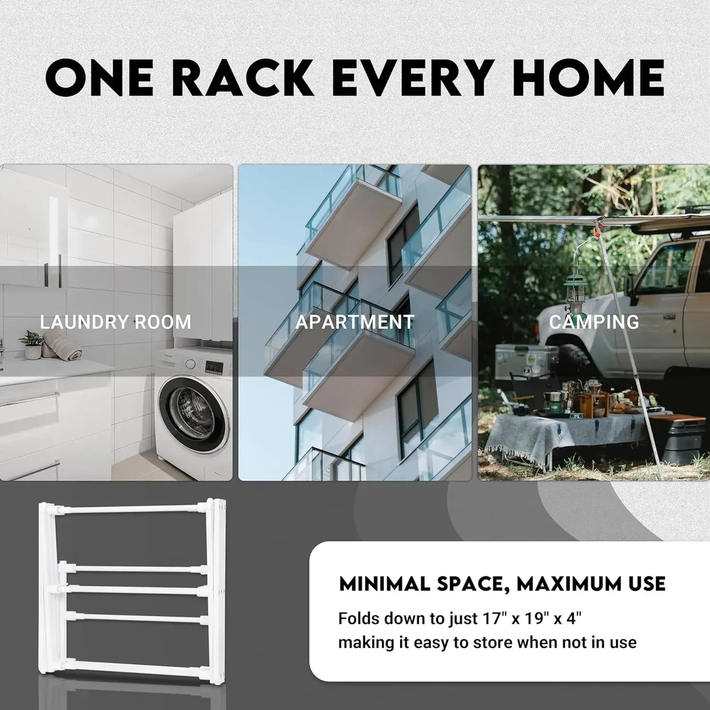 Foldable Clothes Drying Rack for Indoor & Outdoor Laundry, Space-Saving Air Drying Stand