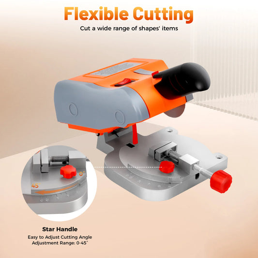 Mini Cut-off Saw 90W Adjustable Angle with Limit Switch for Cutting Wood Plastic Stone Non-ferrous Metals