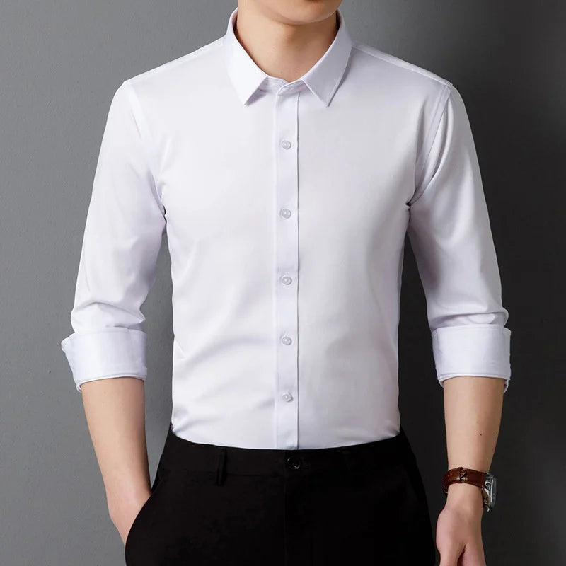 Men’s Stretch Long Sleeve Business Shirt. Comfortable Professional Button-Up
