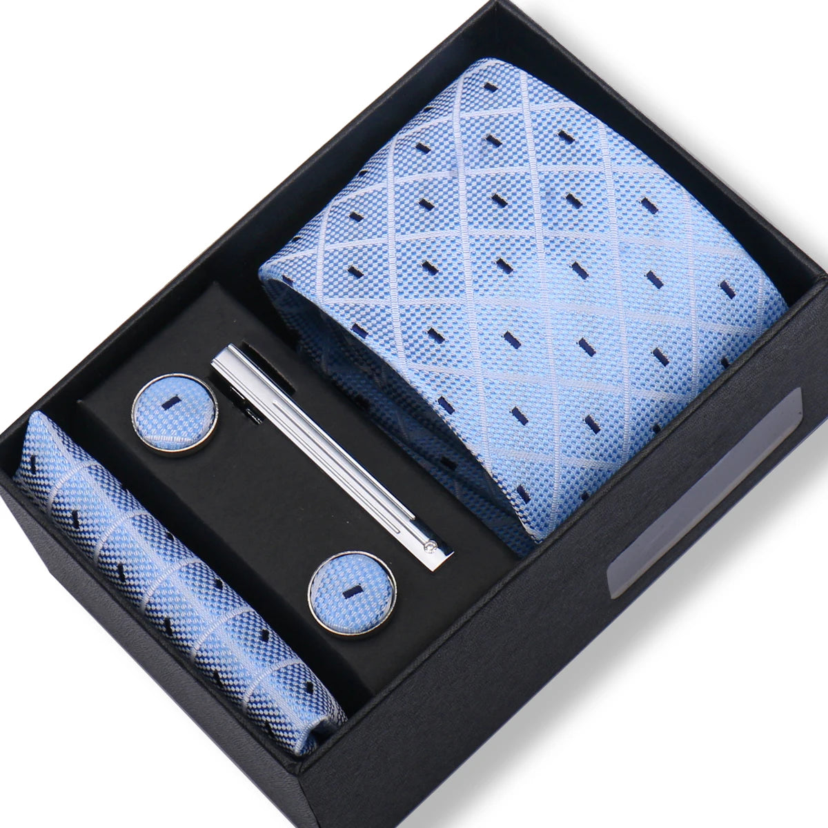 Tie Men With Box Top Quality Business Ties Hanky Cufflink Set Clips Green Necktie Corbatas For Men Wedding In Gift Box Gravatas