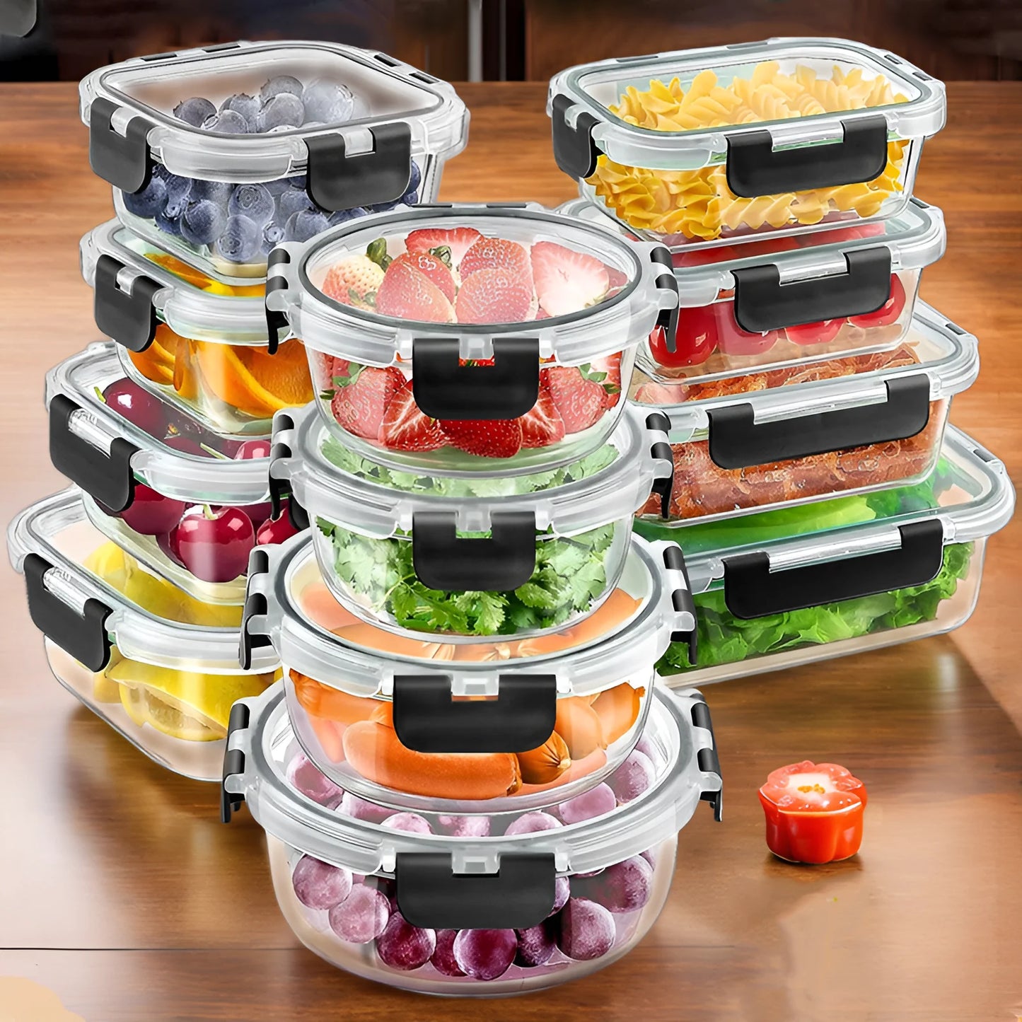12-Piece Reusable Food Storage Container Set with Airtight Lids