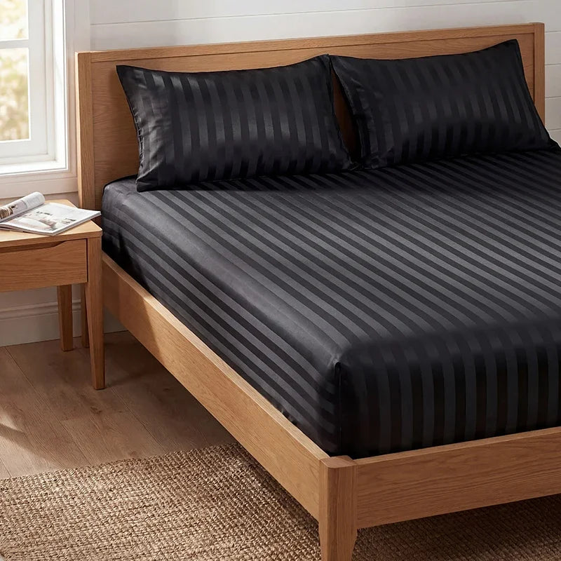 Luxury Satin Jacquard Fitted Sheet & Pillowcase Set
