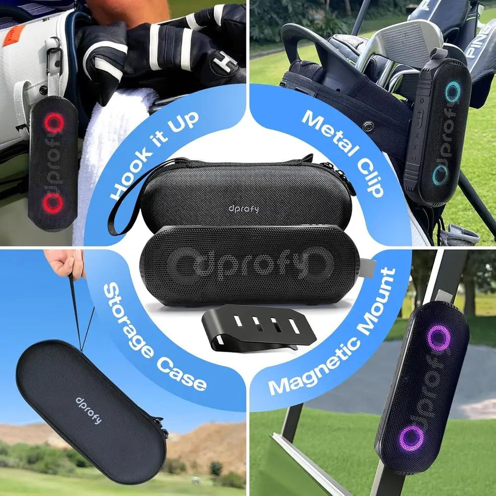 Portable Wireless Bluetooth Speaker with Stereo Sound, Magnetic Mount, LED Light Show & 24-Hour Playtime