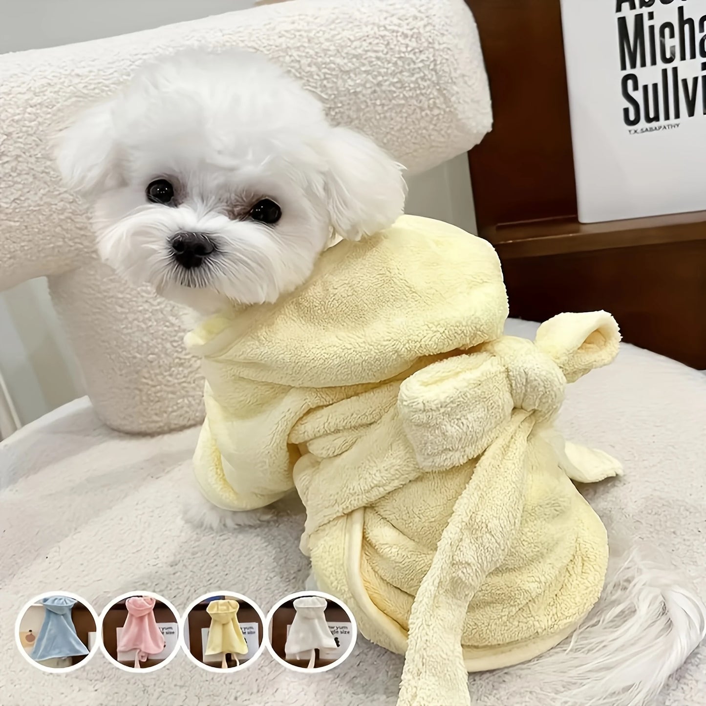 Ultra-Soft Pet Bathrobe Towel. Quick Dry Absorbent Robe for Dogs & Cats