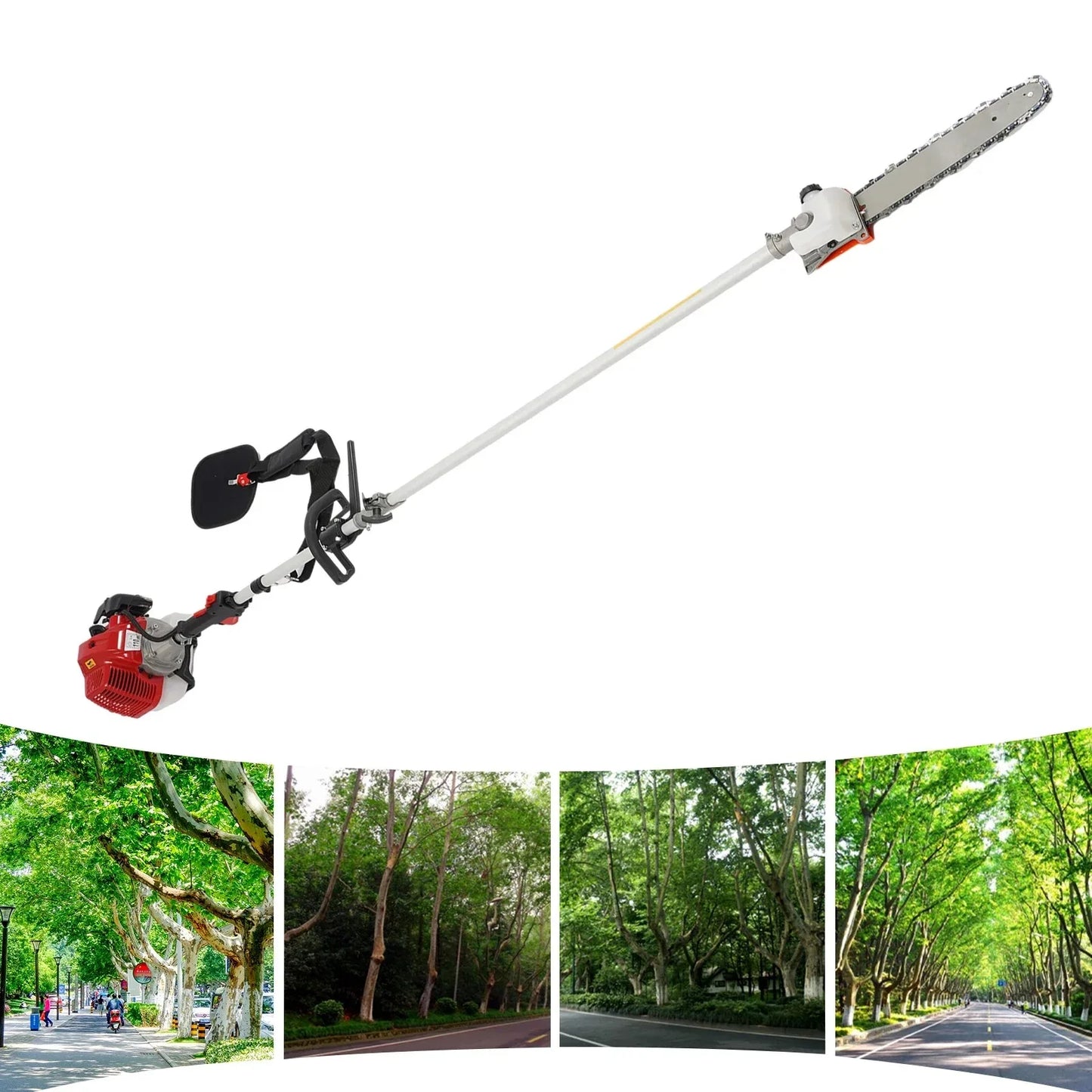 Pole Saw,Powerful Gas Pole Chainsaw 42.7CC 2-Cycle Cordless Extension Pole Saw Tree Trimmer Long Reach Saw,16ft Pruning Saw