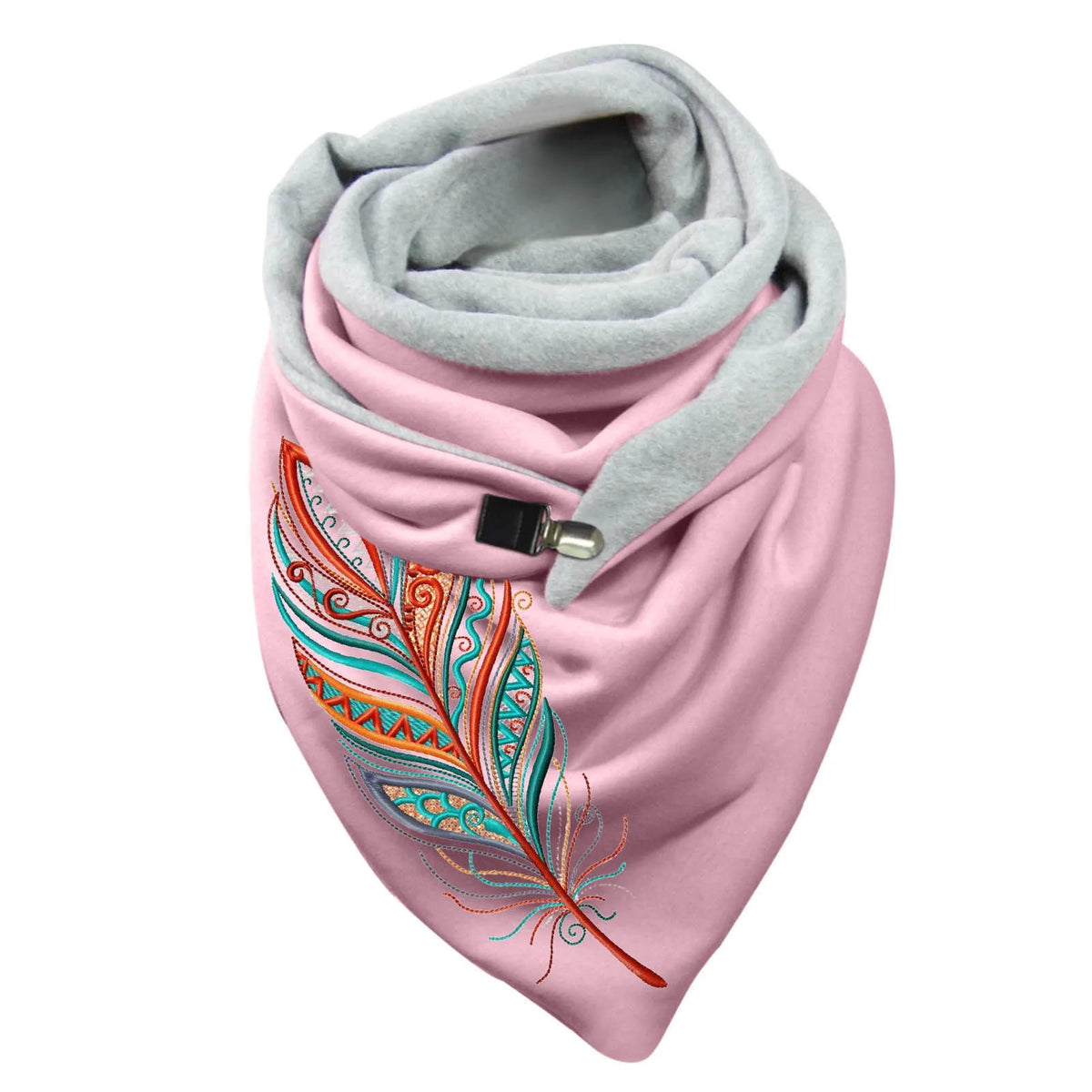 Women’s Embroidered Winter Scarf – Warm Soft Botanical Wrap Shawl