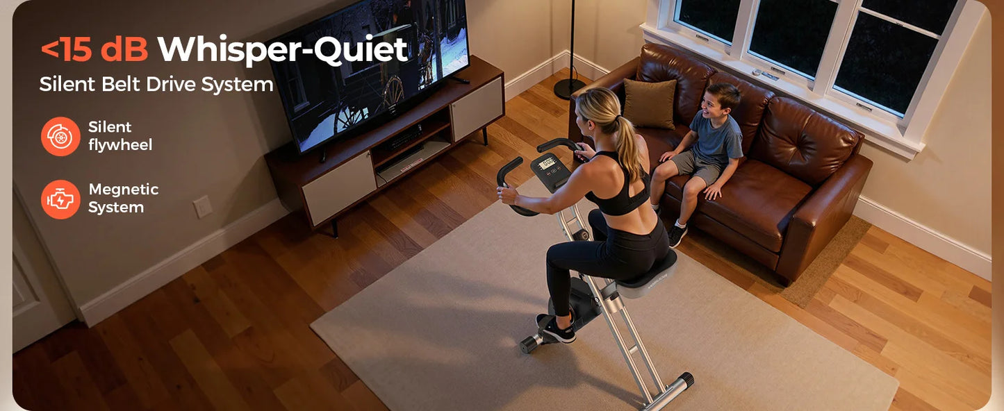 Foldable Exercise Bike for Home Cardio Workouts with Adjustable Resistance