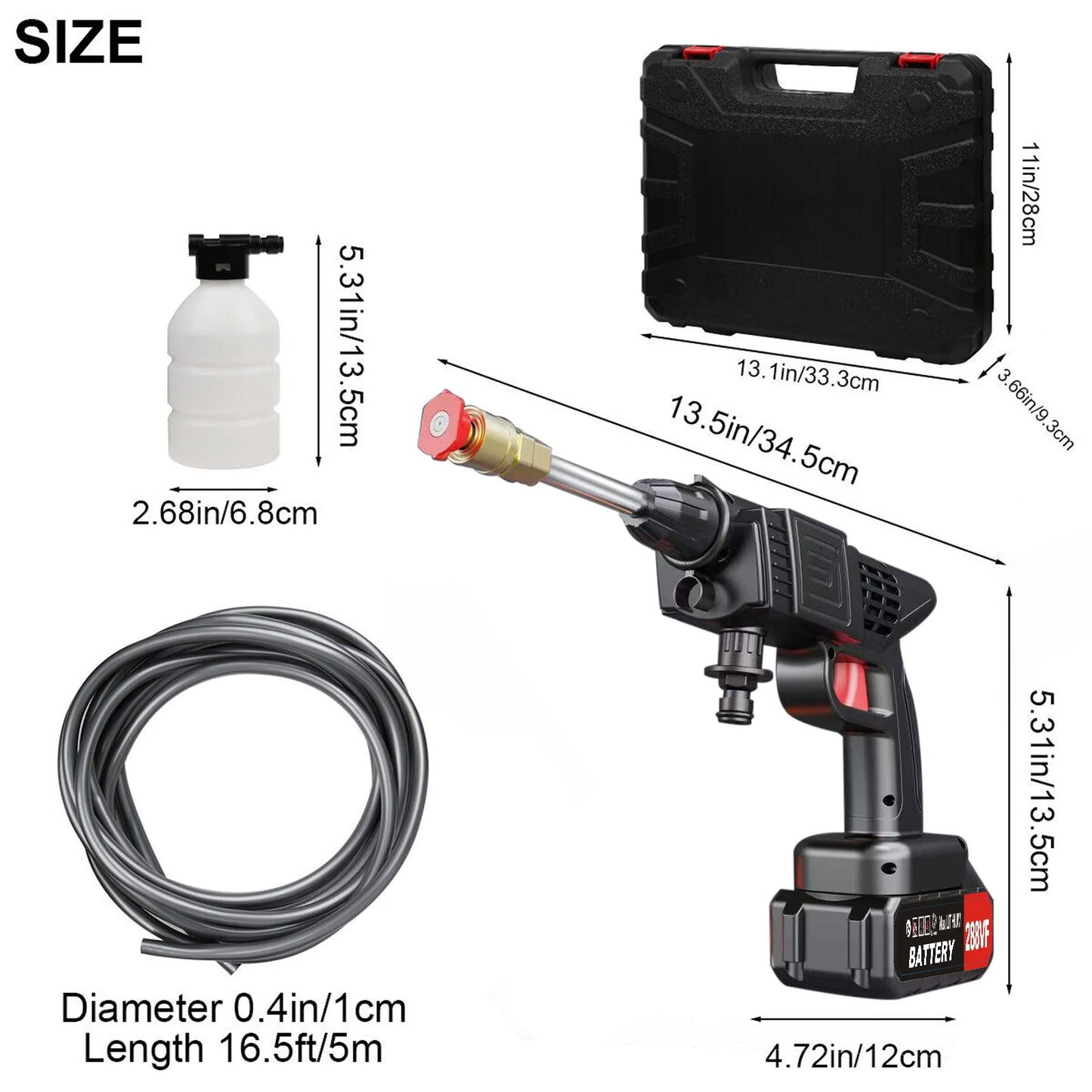 Portable Cordless High Pressure Washer with Rechargeable Battery for Cars, Patios, Driveways & Outdoor Cleaning