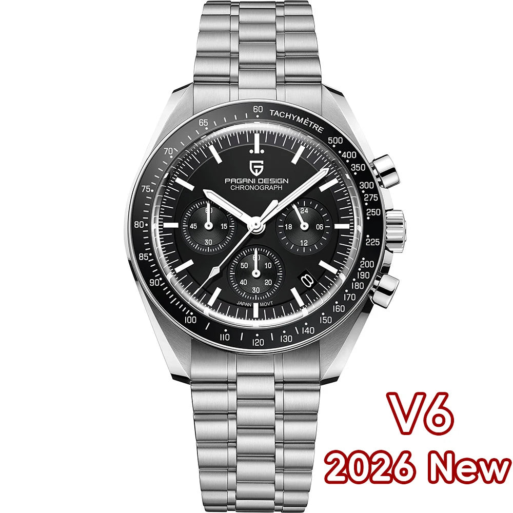 Men’s PAGANI DESIGN Watch – Stainless Steel Bracelet & Classic Round Dial