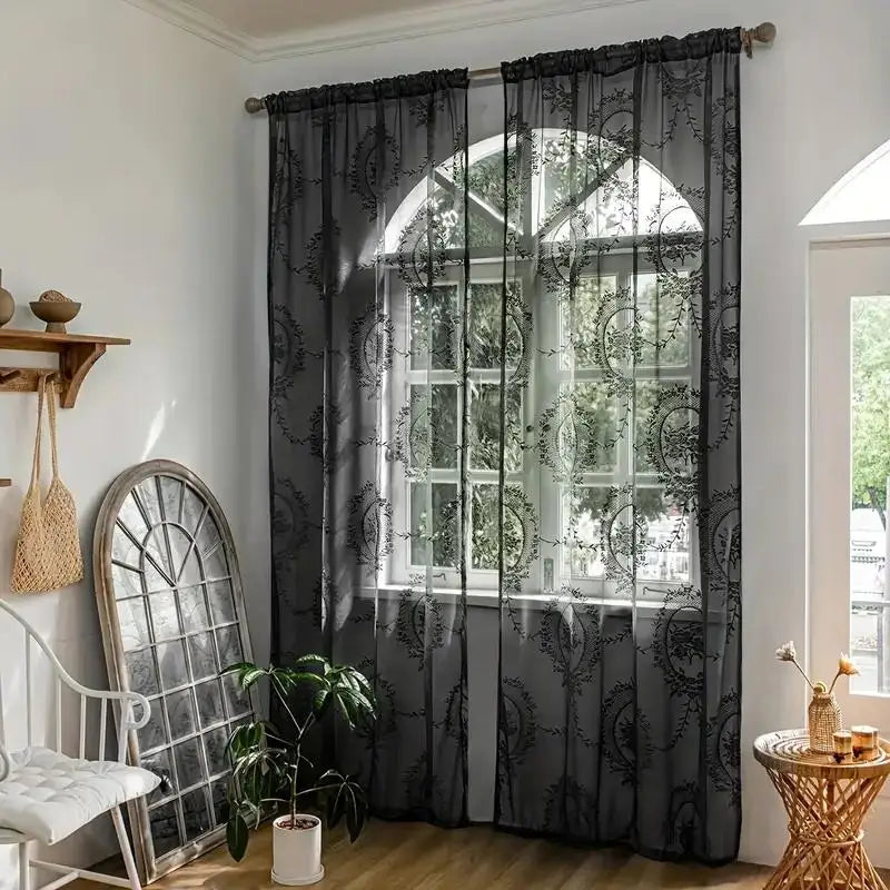 French-Style Romantic Lace Curtain | Floral Pattern Window Panel