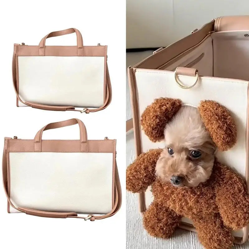 Luxury Soft-Sided Pet Carrier Tote . Stylish Travel Bag for Small Dogs & Cats