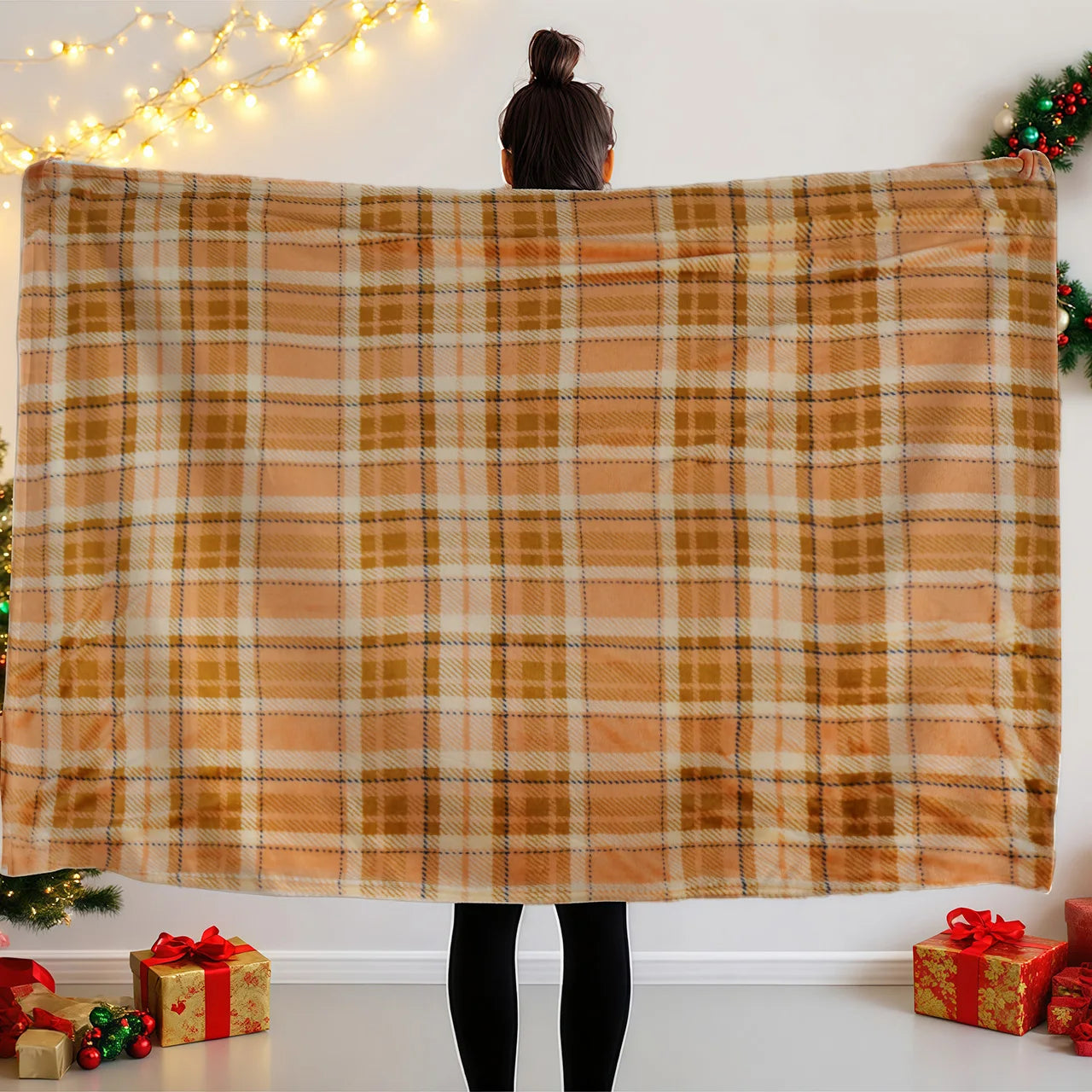 Cozy Checkered Plush Throw Blanket . Soft Warm Flannel Blanket for Couch, Bed & Home Decor