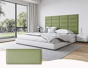 Fabric Black Upholstered Headboard Queen, 12PCS Peel and Stick Wall Panels for Adjustable Bed, Modern Bedroom Decor, 10"x24" Eac